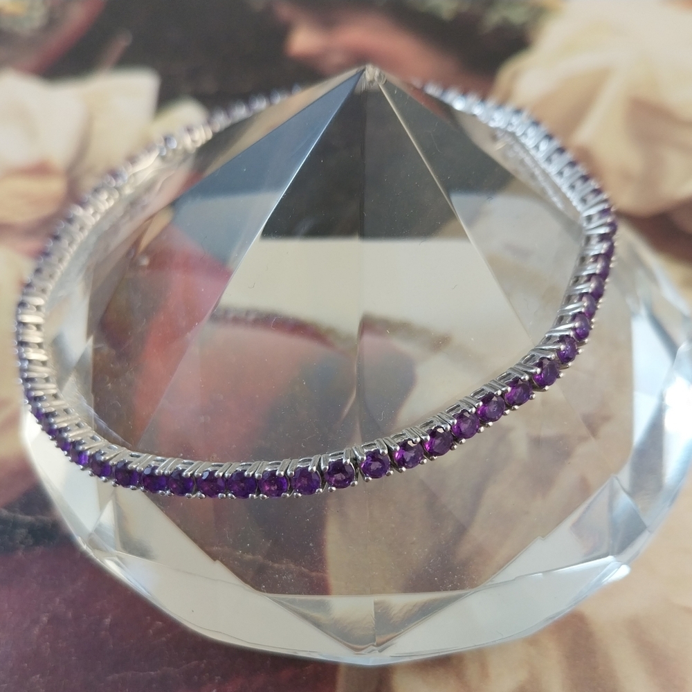 Sterling Silver Amethyst Bracelet - Picture 4 of 16